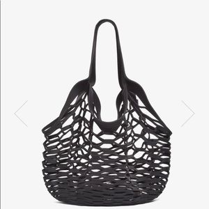 Black Open Weave Tote Bag